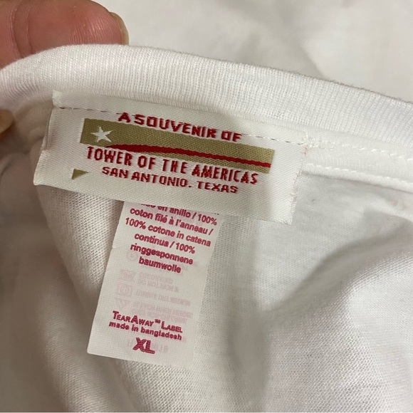 A Souvenir Tower of the Americas San Antonio Skyline V-Neck White Tee - Picture 6 of 8